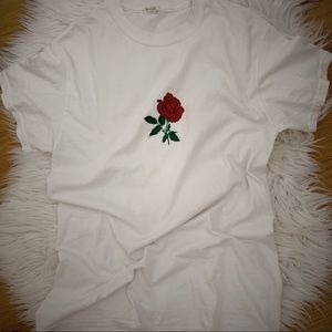 Brandy Melville Rose Embroidered T-Shirt